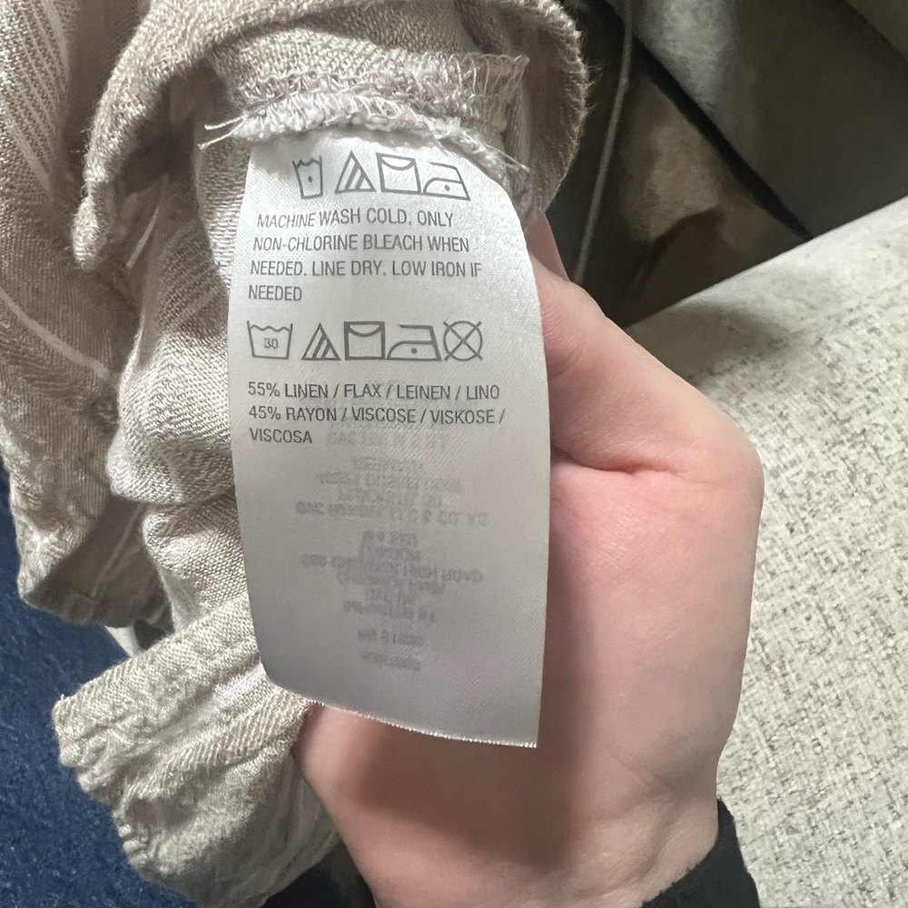 Susan Graver Light Tan Casual Button Down Shirt - Picture 5 of 5